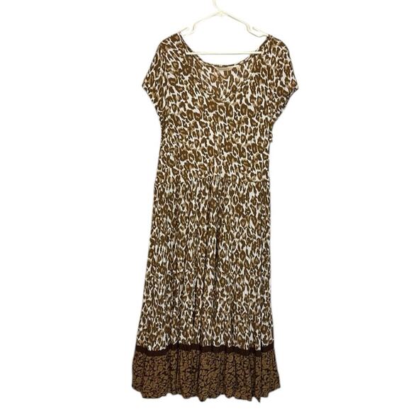 Soft Surroundings Short Sleeve Brown White Mocha Leopard Kara Maxi Dress Size 2X - Picture 1 of 10